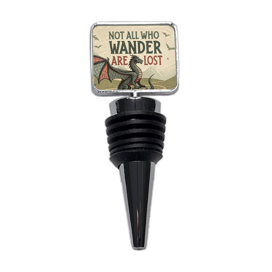 Not All Who Wander Are Lost Vintage Fantasy Illustration Wine Bottle Stopper