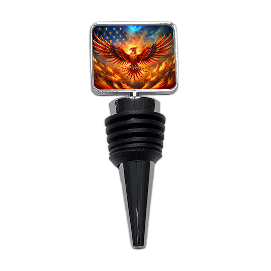 Patriotic Phoenix Rising American Flag Wine Bottle Stopper