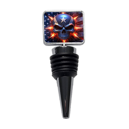 Patriotic Skull And American Flag Wine Bottle Stopper