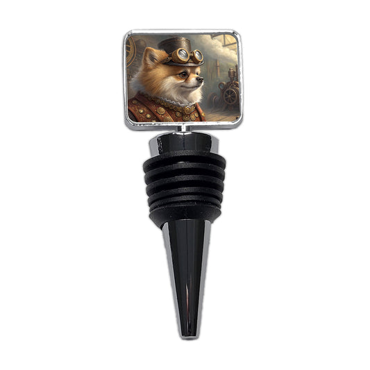 Pomeranian Dog Steampunk Wine Bottle Stopper