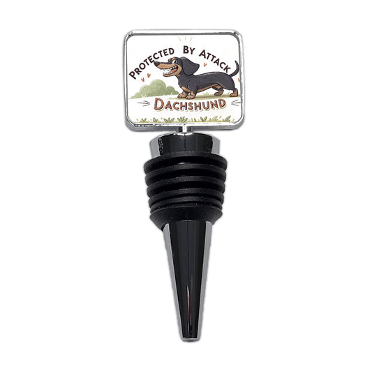 Protected By Attack Dachshund Funny Wine Bottle Stopper