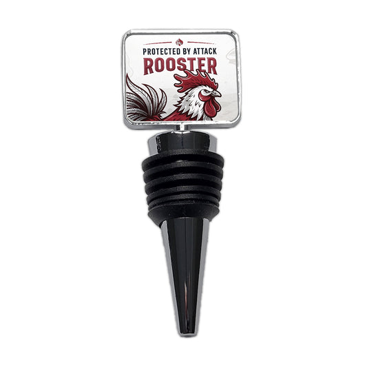 Protected By Attack Rooster Wine Bottle Stopper