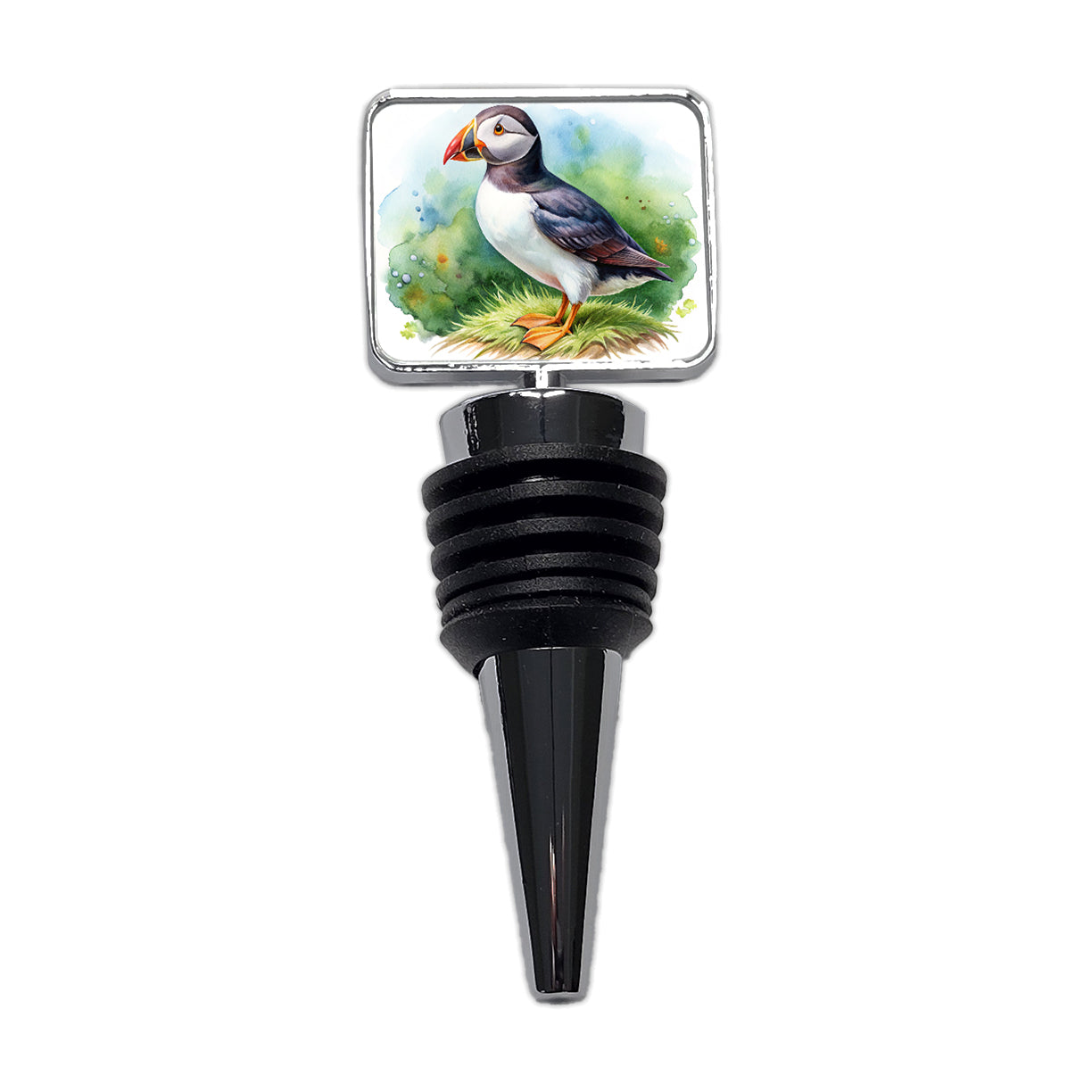 Puffin Bird Watercolor Wine Bottle Stopper