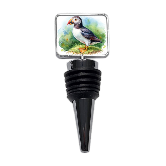 Puffin Bird Watercolor Wine Bottle Stopper
