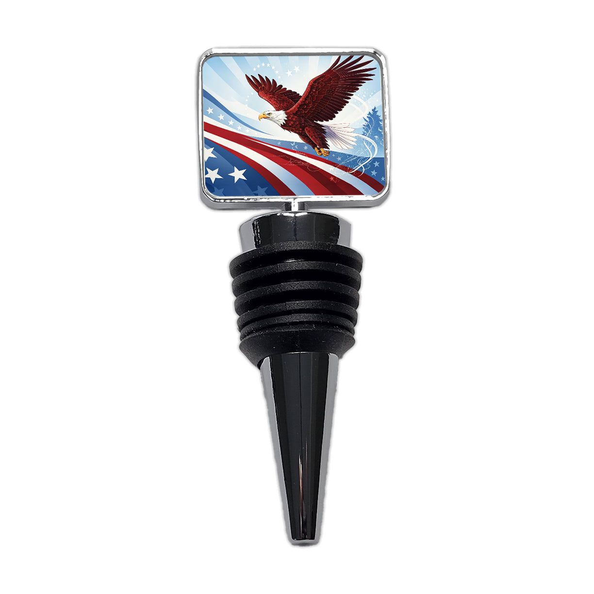 Red Blue White Patriotic Bald Eagle Wine Bottle Stopper