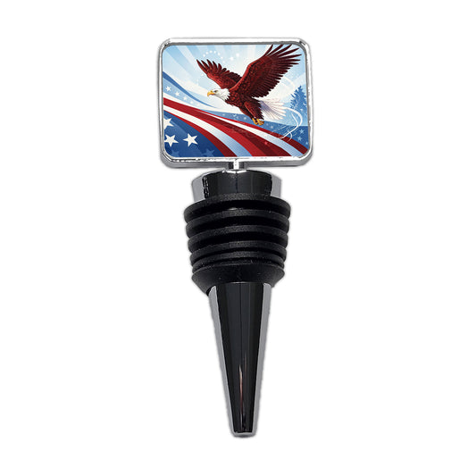Red Blue White Patriotic Bald Eagle Wine Bottle Stopper
