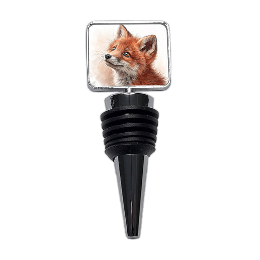 Red Fox Kit Illustration Wine Bottle Stopper
