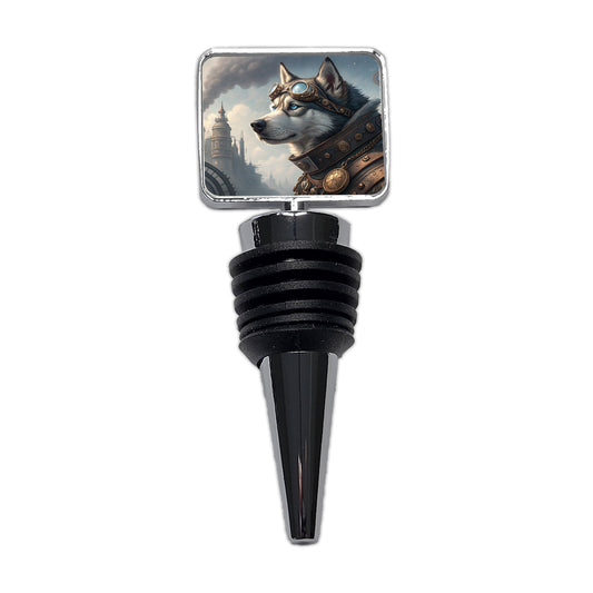 Siberian Husky Dog Steampunk Wine Bottle Stopper