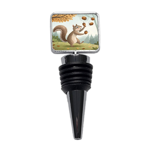 Squirrel Juggling His Acorns Nuts Wine Bottle Stopper