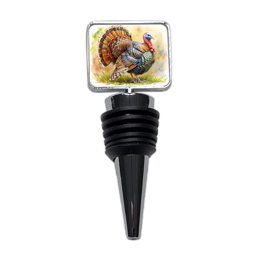 Tom Gobbler Male Turkey Watercolor Wine Bottle Stopper