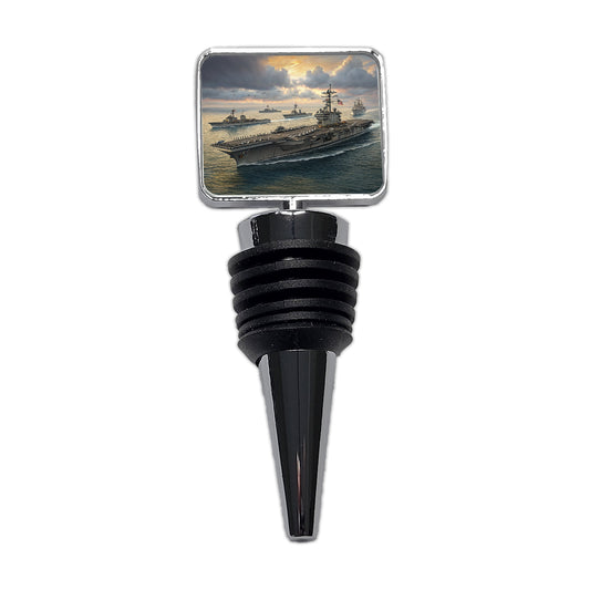 US Navy Carrier Strike Group At Sea Illustration Wine Bottle Stopper