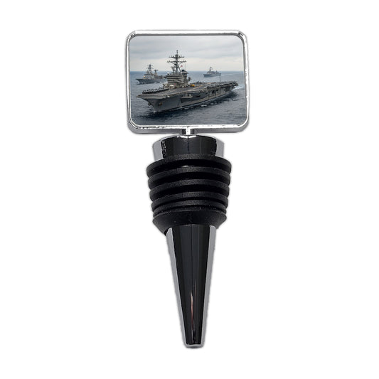 US Navy Carrier Strike Group Escorts At Sea Wine Bottle Stopper