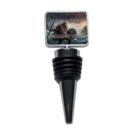 Viking Blood Runs Through My Veins Scandinavian Norse Warrior Wine Bottle Stopper