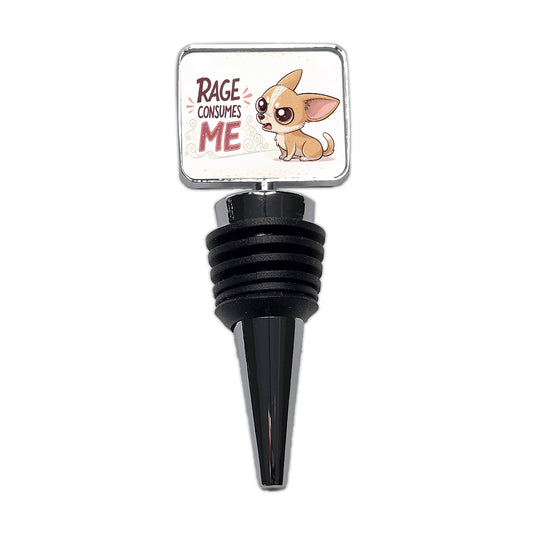 Rage Consumes Me Funny Cute Chihuahua Cartoon Wine Bottle Stopper