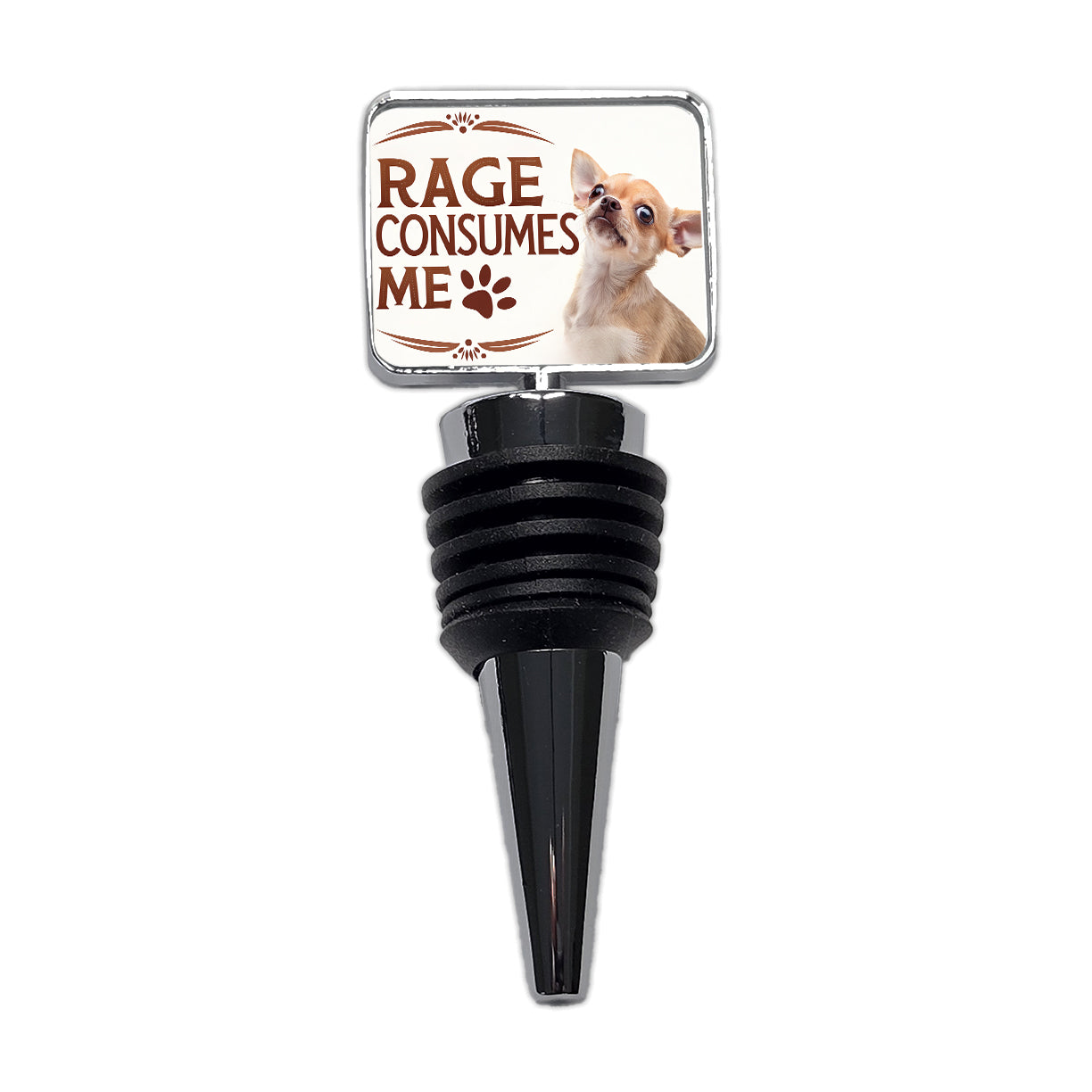 Rage Consumes Me Funny Cute Chihuahua Wine Bottle Stopper