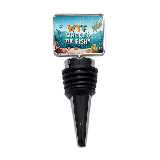 Wtf Where's The Fish Funny Fishing Wine Bottle Stopper