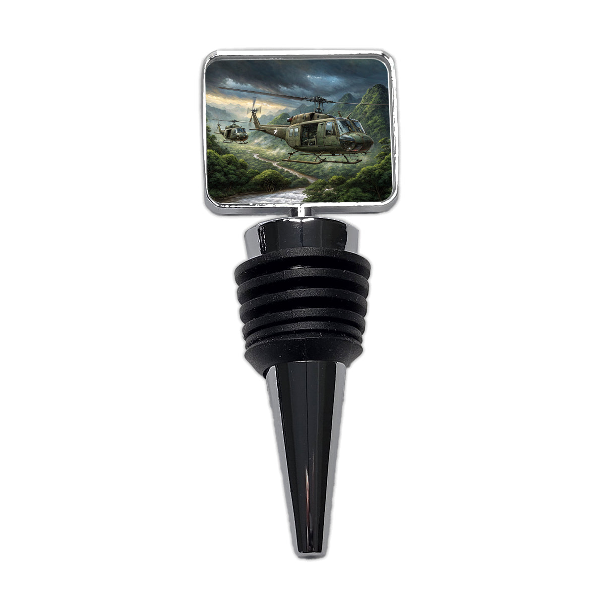 Bell UH-1 Iroquois Huey Helicopters Over Vietnam Wine Bottle Stopper