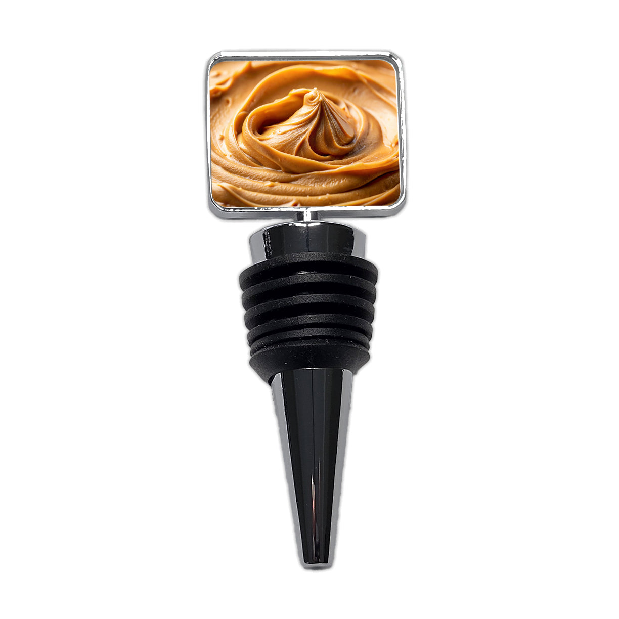 Close-up of Creamy Peanut Butter Wine Bottle Stopper