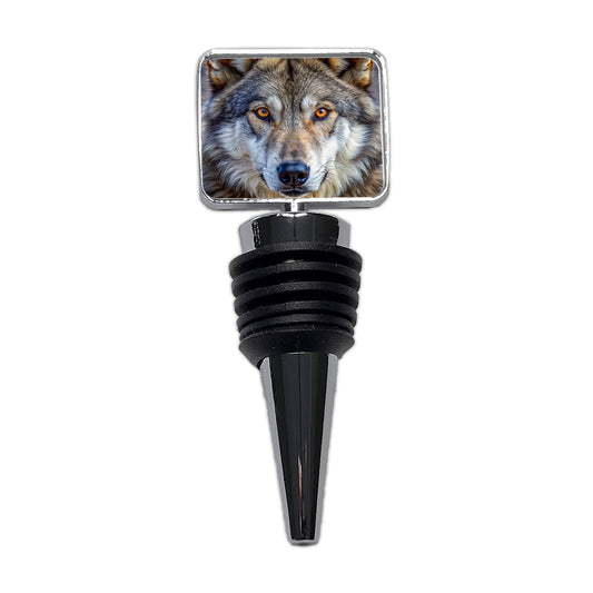 Close-up of Dire Wolf Face Wine Bottle Stopper