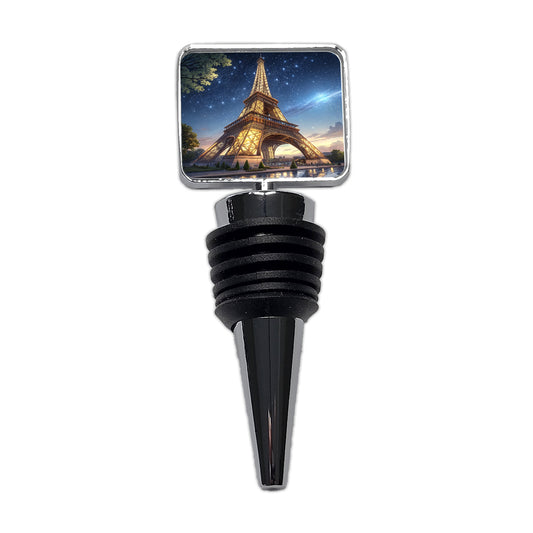 Eiffel Tower Paris At Night Illustration Wine Bottle Stopper