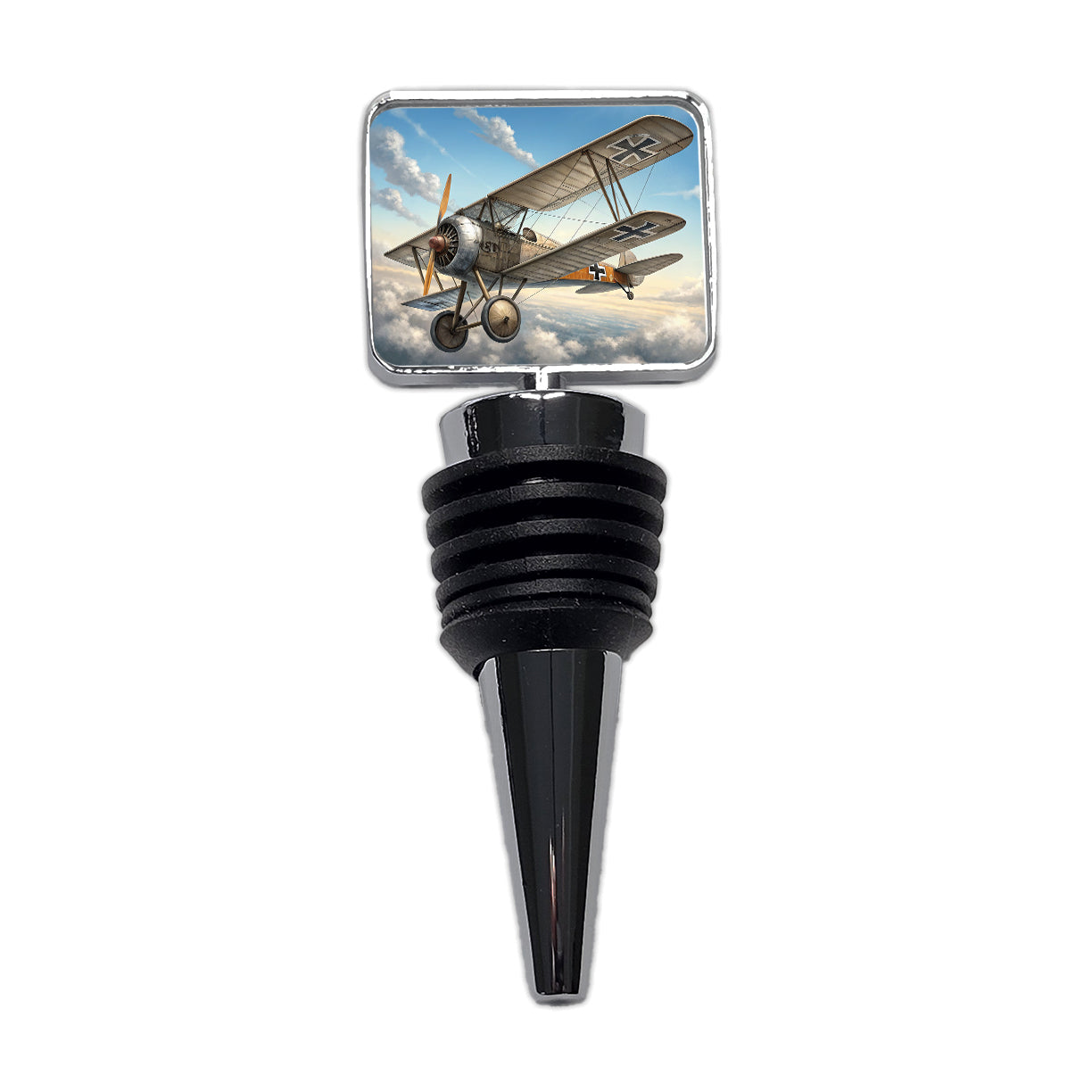 German WWI Biplane In Flight Wine Bottle Stopper