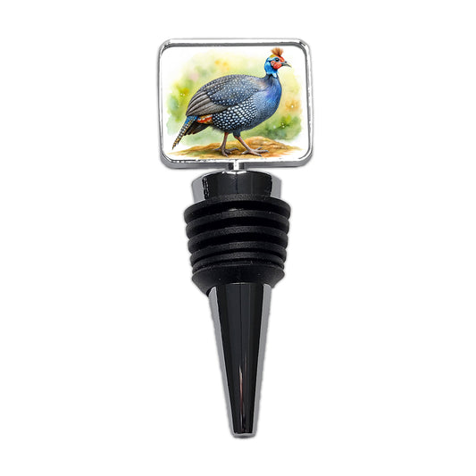 Guinea Fowl Colorful Watercolor Wine Bottle Stopper