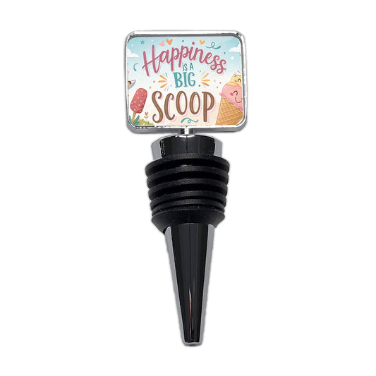 Happiness Is A Big Scoop Ice Cream Funny Wine Bottle Stopper