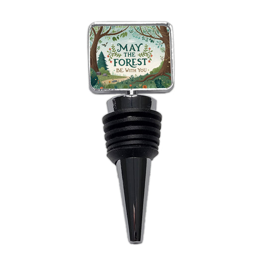 May The Forest Be With You Funny Hiking Camping Wine Bottle Stopper