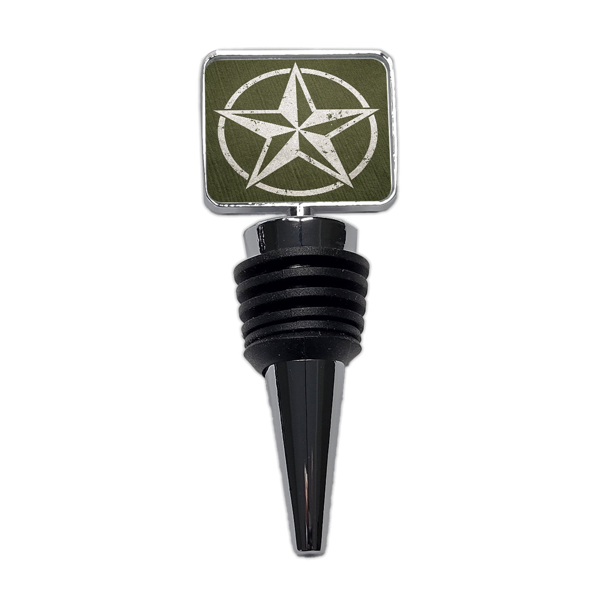 Rustic White Military Army Compass Star Wine Bottle Stopper