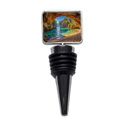 Tropical Beach In A Hidden Grotto Wine Bottle Stopper