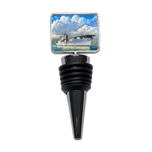 USS Yorktown Class Aircraft Carrier WWII US Navy Wine Bottle Stopper