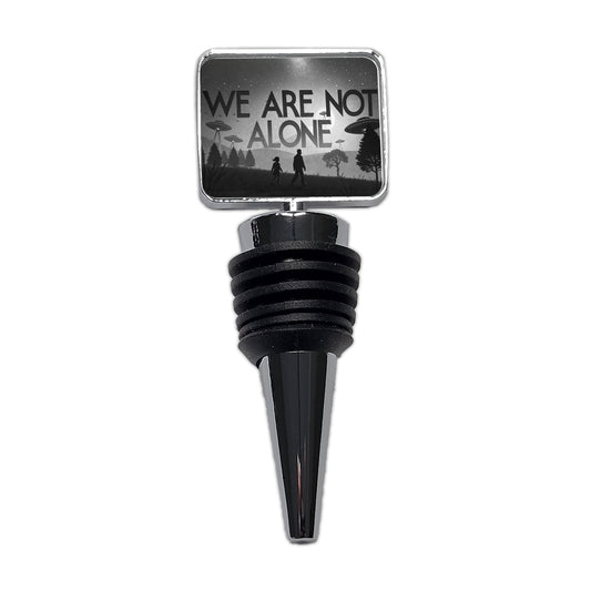 We Are Not Alone Retro Funny Alien Invasion Wine Bottle Stopper