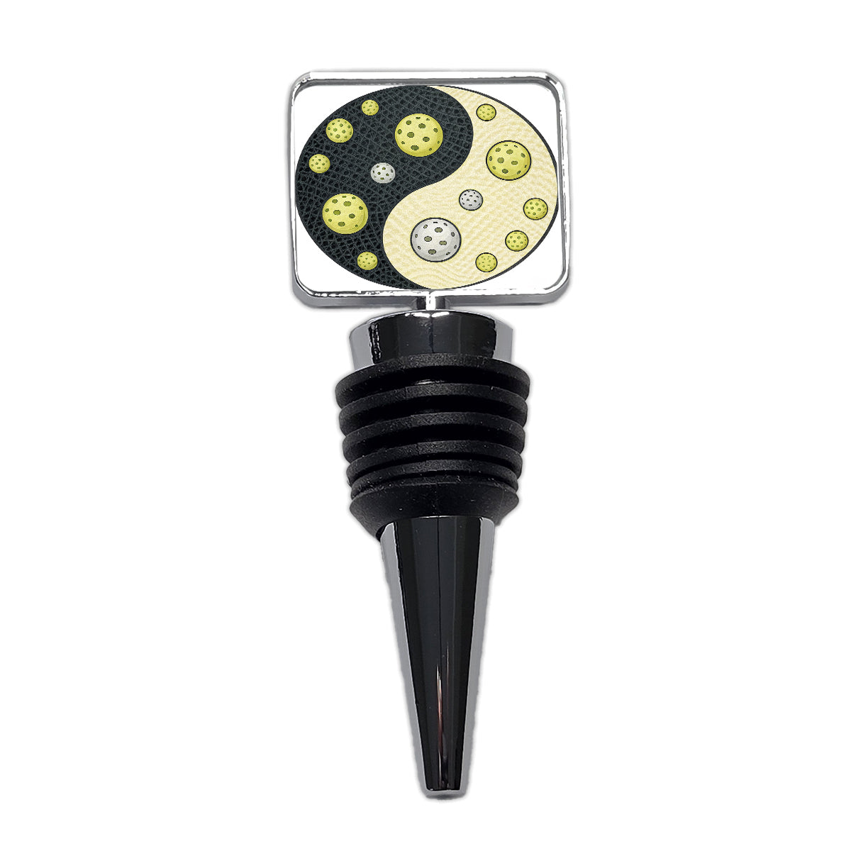 Yin Yang Funny Pickleball Pattern Wine Bottle Stopper