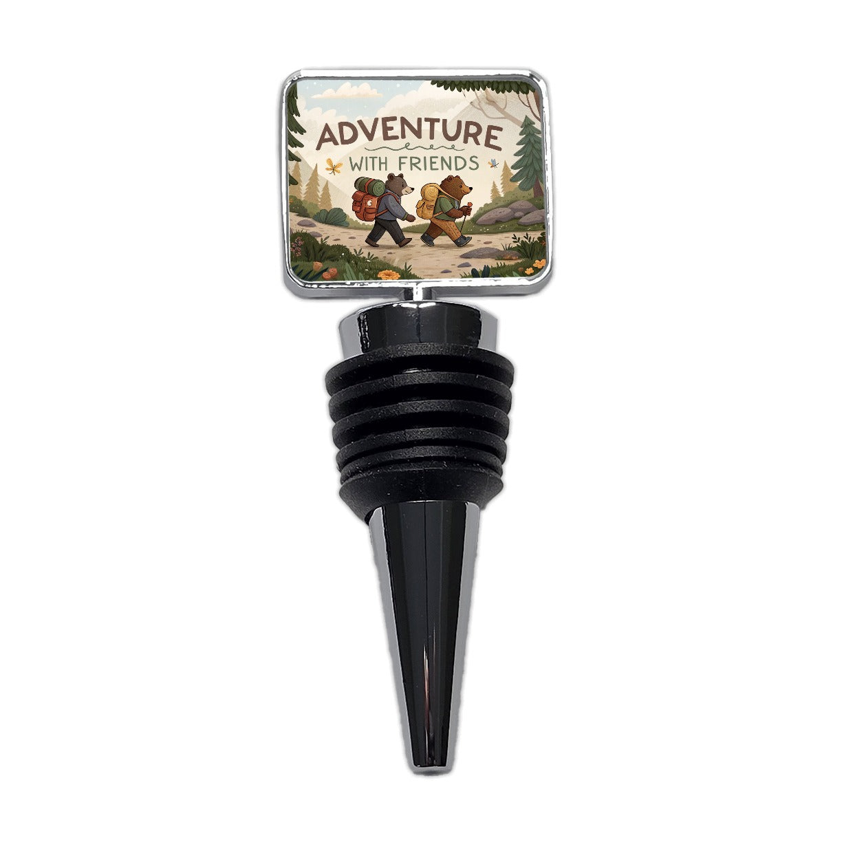 Adventure With Friends Hiking Bears Wine Bottle Stopper