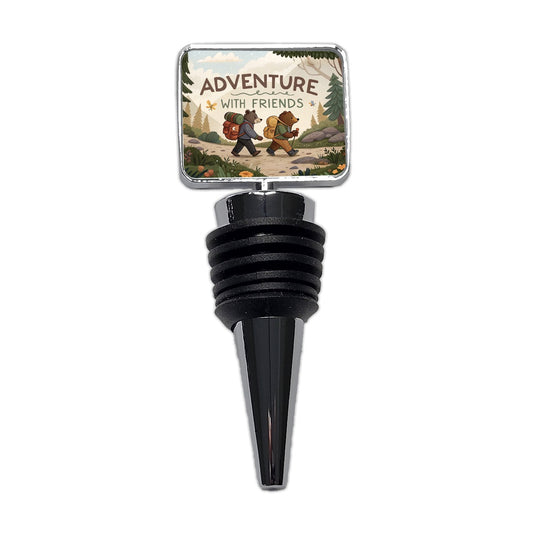 Adventure With Friends Hiking Bears Wine Bottle Stopper