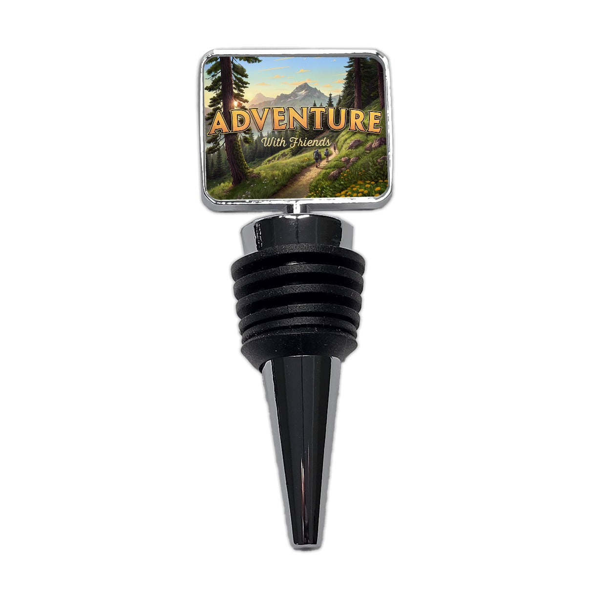 Adventure With Friends Hiking Camping Wine Bottle Stopper