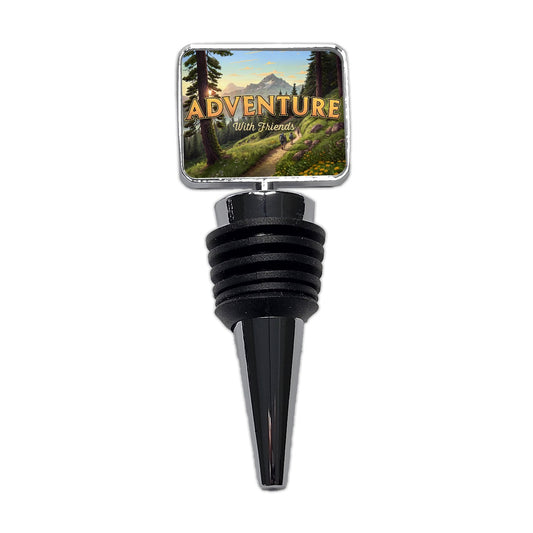 Adventure With Friends Hiking Camping Wine Bottle Stopper