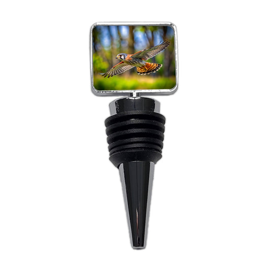 American Kestrel Raptor in Flight Wine Bottle Stopper