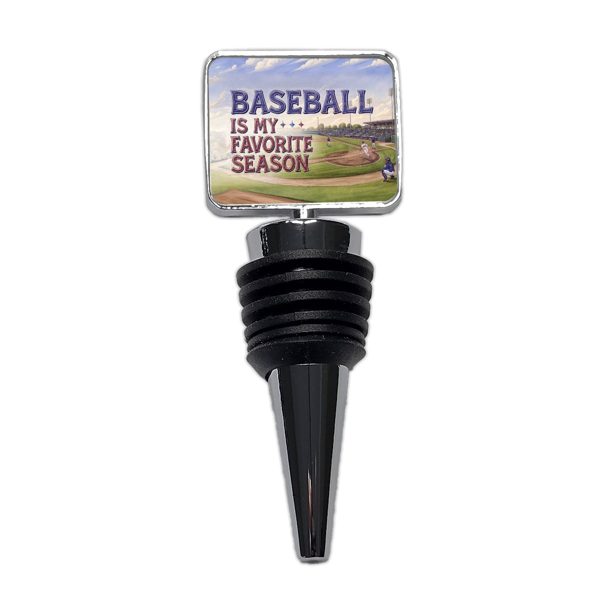 Baseball Is My Favorite Season Funny Illustration Wine Bottle Stopper
