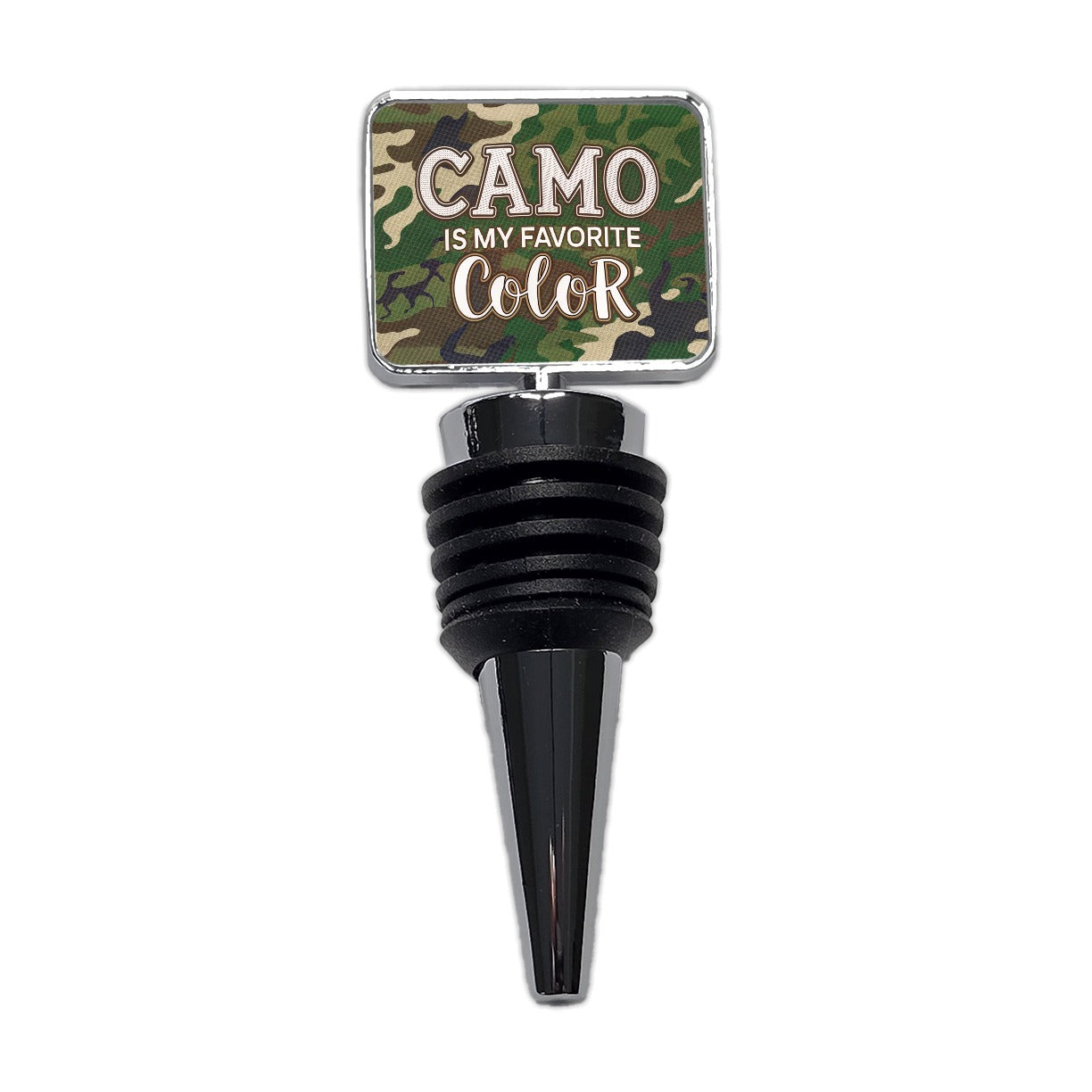 Camo Camouflage is My Favorite Color Green Brown Wine Bottle Stopper
