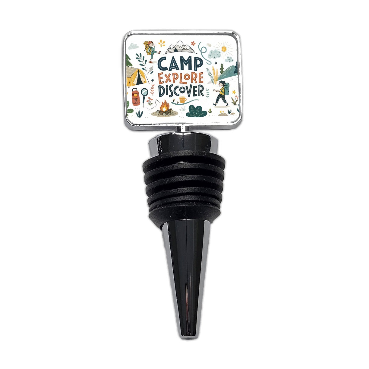 Camp Explore Discover Camping Hiking Wine Bottle Stopper