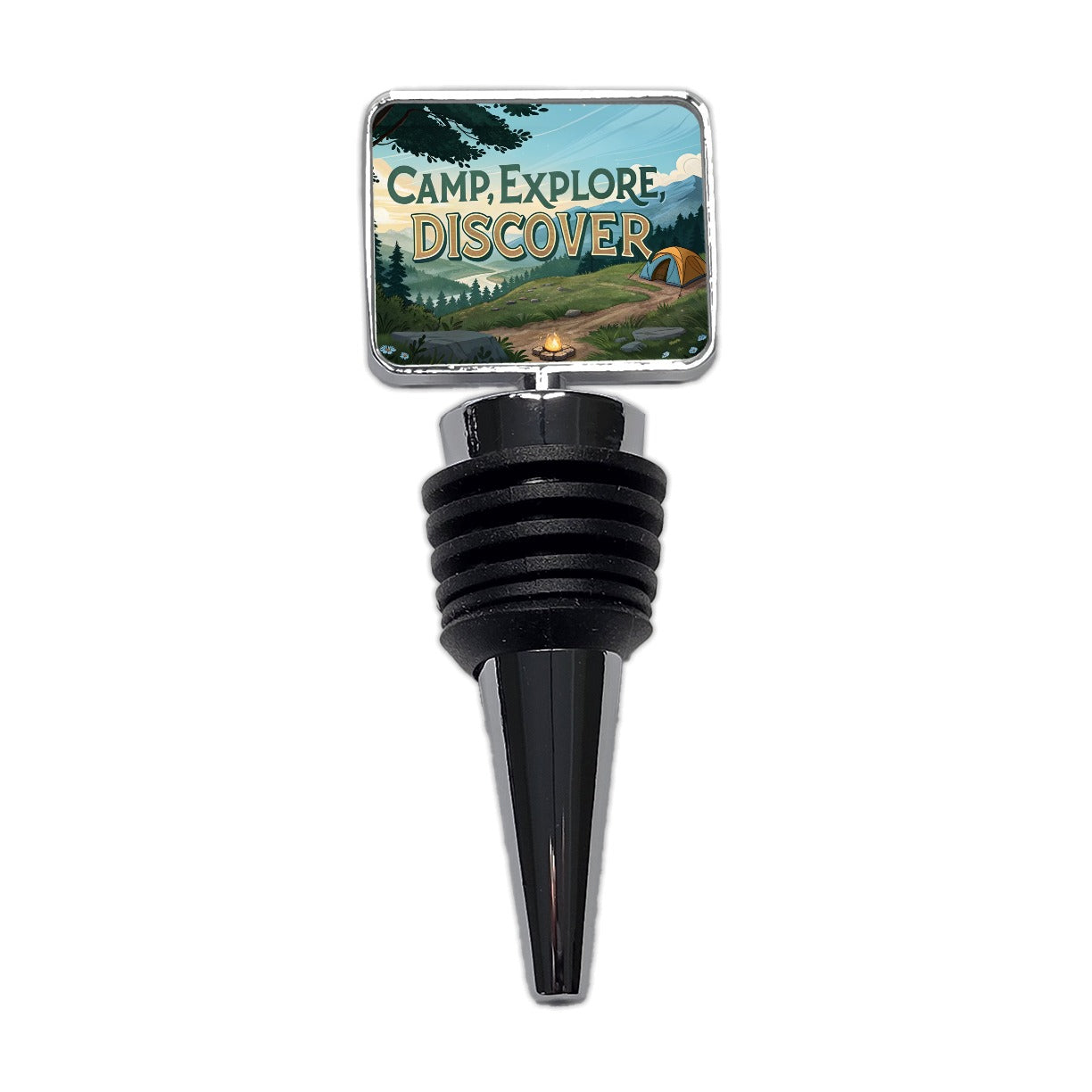 Camp Explore Discover Hiking Camping Wine Bottle Stopper