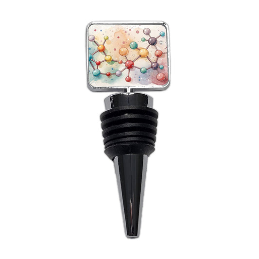 Chemistry Molecules Watercolor Wine Bottle Stopper