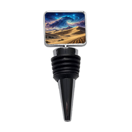 Desert Sand Dunes Under Blue Nebula Sci-Fi Wine Bottle Stopper