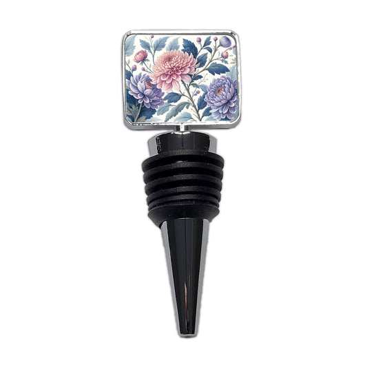 Flowers Pink Blue Purple Pattern Wine Bottle Stopper