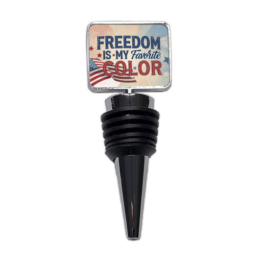 Freedom Is My Favorite Color American Flag Patriotic Wine Bottle Stopper