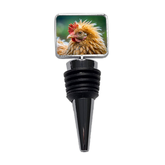 Frizzle Chicken Photo Wine Bottle Stopper
