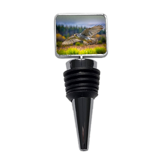 Gyrfalcon Raptor in Flight Wine Bottle Stopper