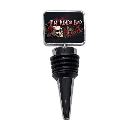 I'm Kinda Bad Skull Red Roses Wine Bottle Stopper