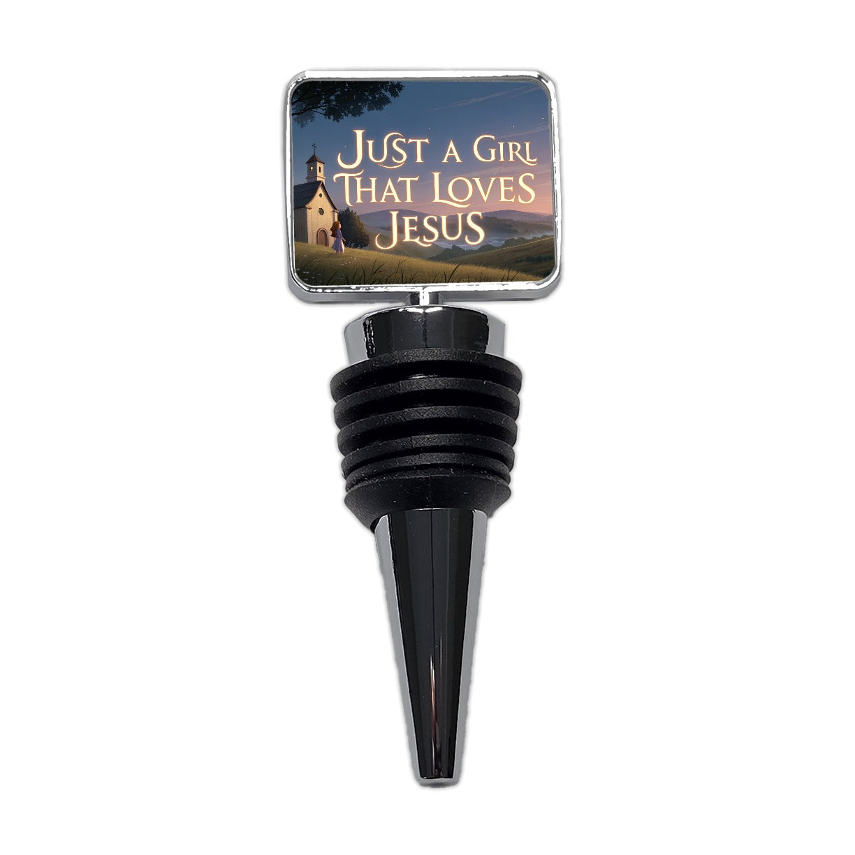 Just A Girl That Loves Jesus Religious Wine Bottle Stopper